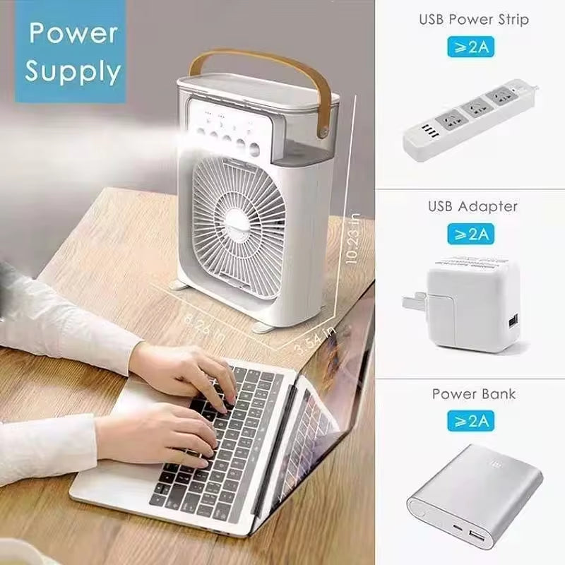 Fan Air Humidifier LED Night Light Portable Air Conditioner .