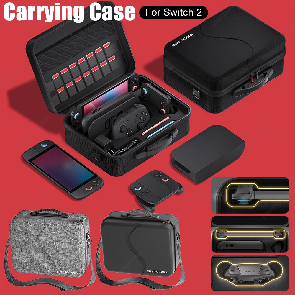 Portable Carrying Case for Switch 2 Waterproof Nylon Protective Case Large Capacity Shoulder Bag Wirh Handle Game Accessories