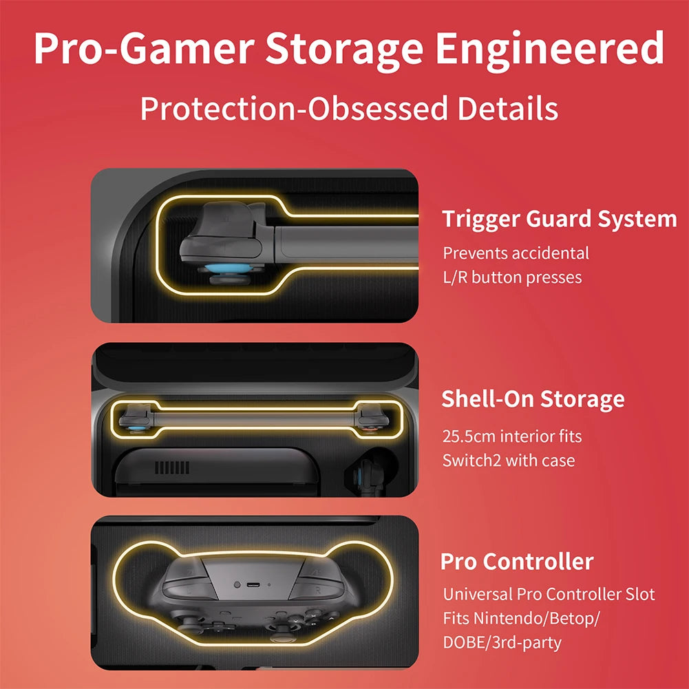 Portable Carrying Case for Switch 2 Waterproof Nylon Protective Case Large Capacity Shoulder Bag Wirh Handle Game Accessories