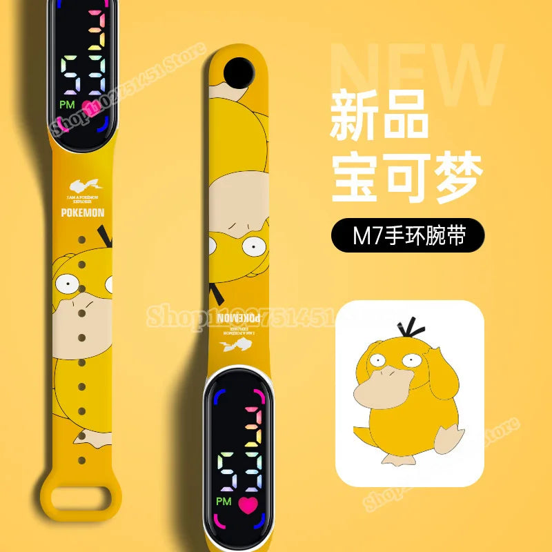 Cartoon Pokemons Electric Watch for Kids Smart Wristwatches Kawaii Pikachu Squirtle Bulbasaur Gengar Wristband LED Waterproof