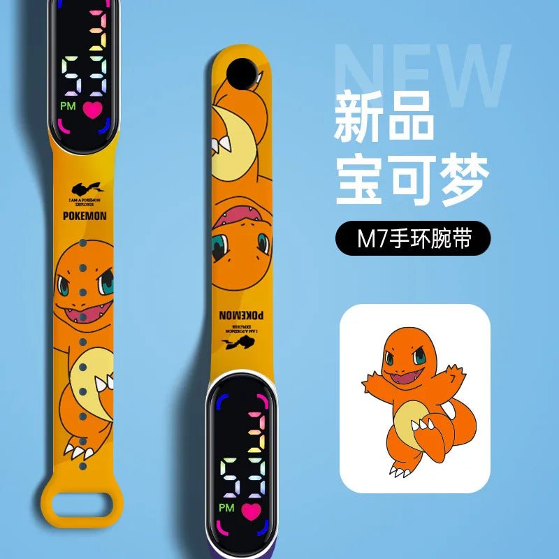 Cartoon Pokemons Electric Watch for Kids Smart Wristwatches Kawaii Pikachu Squirtle Bulbasaur Gengar Wristband LED Waterproof