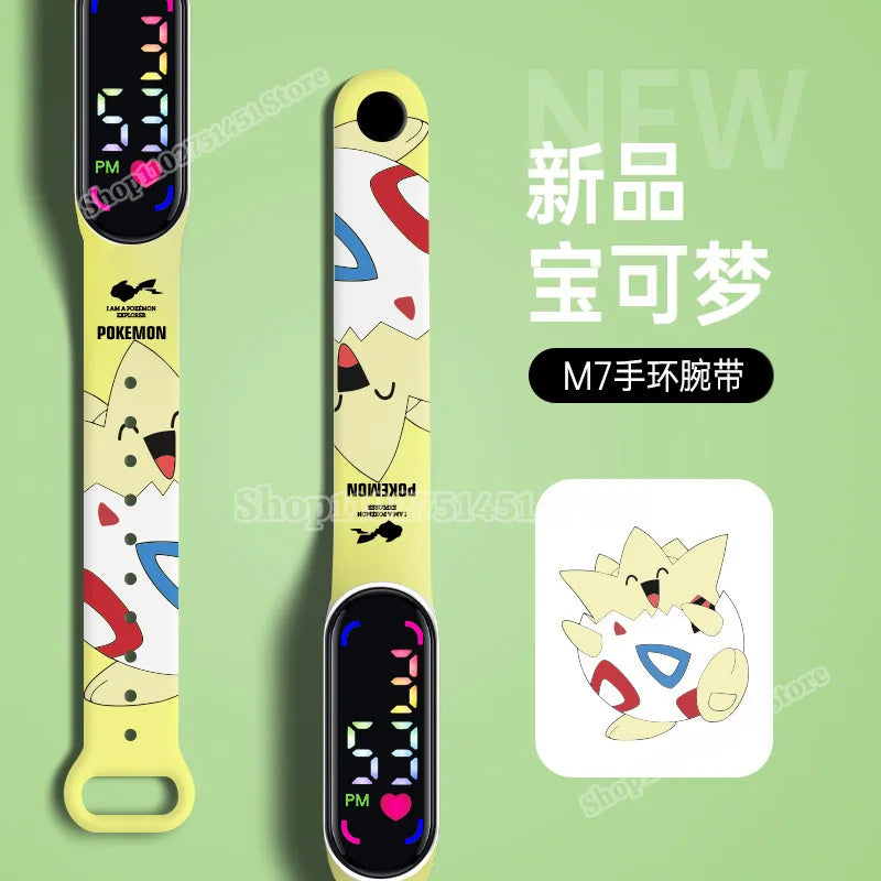 Cartoon Pokemons Electric Watch for Kids Smart Wristwatches Kawaii Pikachu Squirtle Bulbasaur Gengar Wristband LED Waterproof