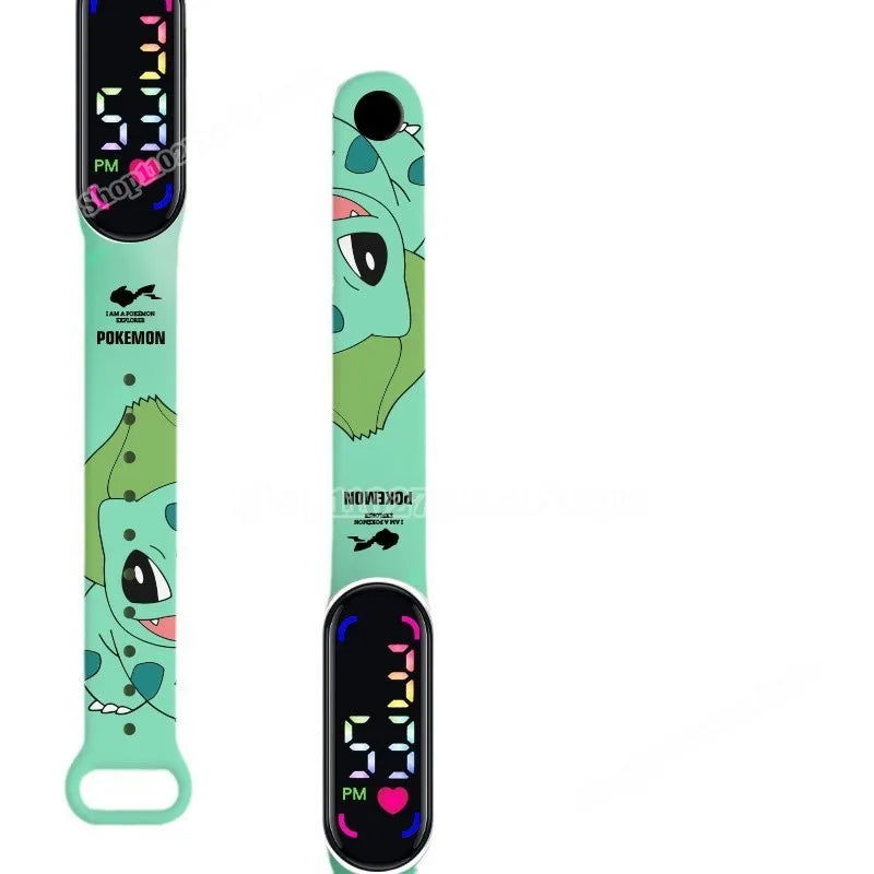 Cartoon Pokemons Electric Watch for Kids Smart Wristwatches Kawaii Pikachu Squirtle Bulbasaur Gengar Wristband LED Waterproof