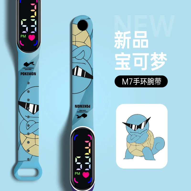 Cartoon Pokemons Electric Watch for Kids Smart Wristwatches Kawaii Pikachu Squirtle Bulbasaur Gengar Wristband LED Waterproof