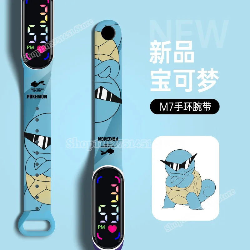 Cartoon Pokemons Electric Watch for Kids Smart Wristwatches Kawaii Pikachu Squirtle Bulbasaur Gengar Wristband LED Waterproof