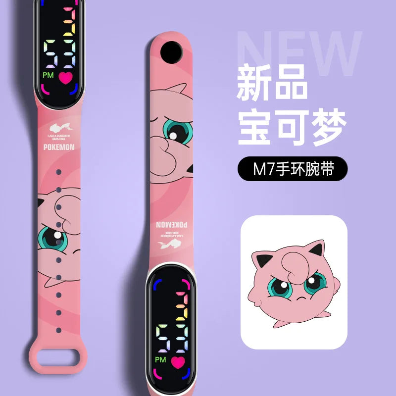 Cartoon Pokemons Electric Watch for Kids Smart Wristwatches Kawaii Pikachu Squirtle Bulbasaur Gengar Wristband LED Waterproof