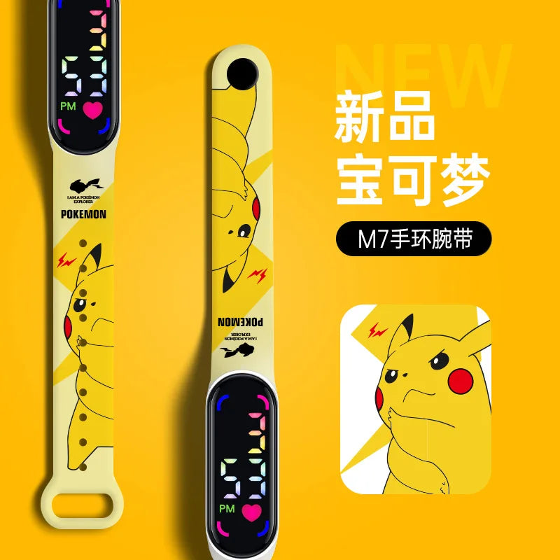 Cartoon Pokemons Electric Watch for Kids Smart Wristwatches Kawaii Pikachu Squirtle Bulbasaur Gengar Wristband LED Waterproof