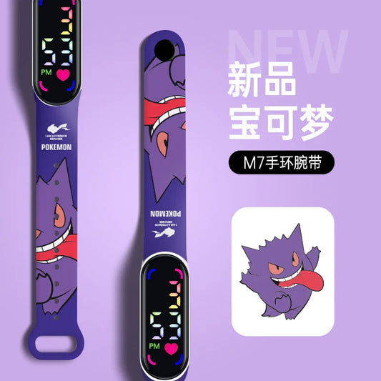 Cartoon Pokemons Electric Watch for Kids Smart Wristwatches Kawaii Pikachu Squirtle Bulbasaur Gengar Wristband LED Waterproof