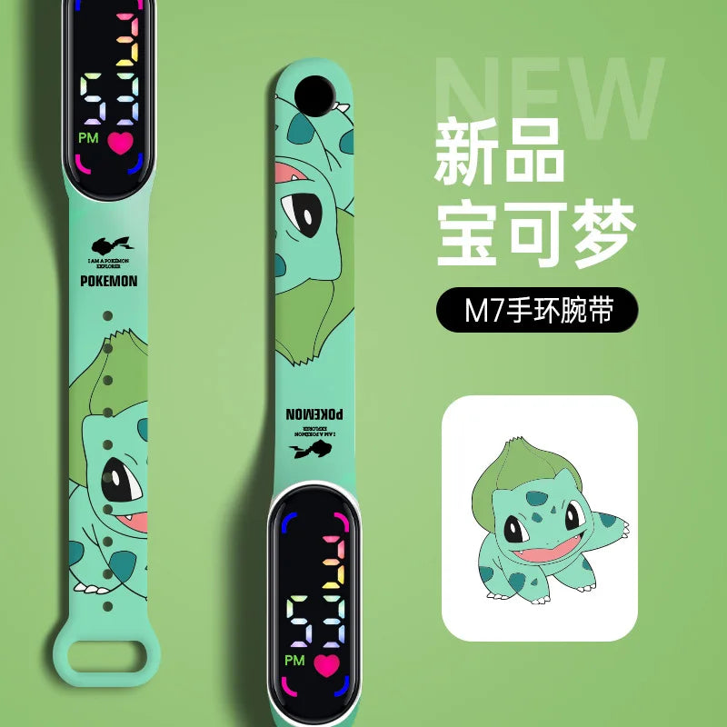Cartoon Pokemons Electric Watch for Kids Smart Wristwatches Kawaii Pikachu Squirtle Bulbasaur Gengar Wristband LED Waterproof